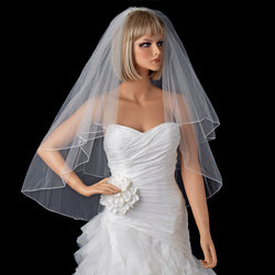 Bridal Wedding Double Layer Fingertip Length Pencil Edge Veil