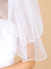 Two Layer Wedding Veils with Rounded Satin Cord Edge