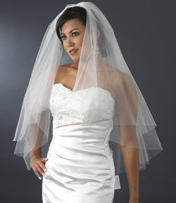 Bridal Wedding Double Layer Cut Edge Fingertip Length Veil