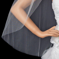 Bridal Wedding Single Layer Cut Edge Fingertip Length Veil