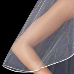 Bridal Wedding Single Layer Elbow Length Rattail Satin Corded Edge Veil