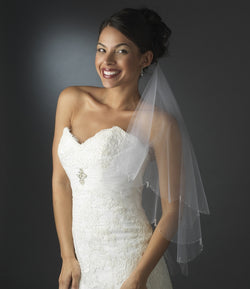 Bridal Wedding Double Layer Scalloped Elbow Edge Veil