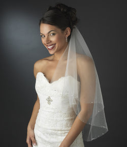 Bridal Wedding Double Layer Elbow Edge Veil