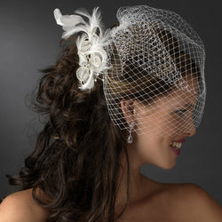 Vintage Flower Bridal Hair Comb w/ Clear Rhinestones