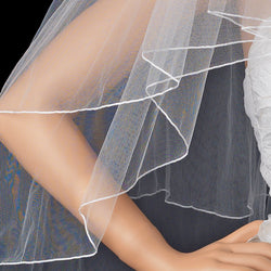 Bridal Wedding Double Layer Fingertip Length Pencil Edge Veil