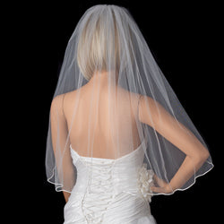 Bridal Wedding Single Layer Rattail Satin Corded Edge Elbow Length Veil