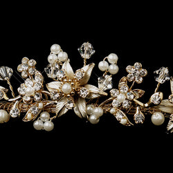Gold Ivory Pearl Starfish Bridal Tiara Headpiece