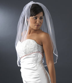 Bridal Wedding Single Layer Elbow Length 3/8" Satin Ribbon Edge Veil