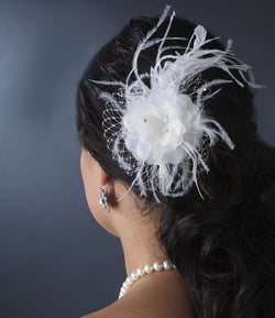Feather Fascinator with Russian Veiling Accent Comb