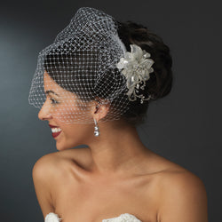 Bridal Wedding Single Layer Russian Birdcage Face Veil Attached To Comb