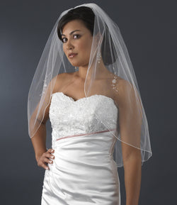 White Bridal Wedding Veil Single Layer Elbow