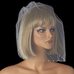 Single Layer Fine Birdcage Face Veil Blusher with Sparkling Crystal Edge