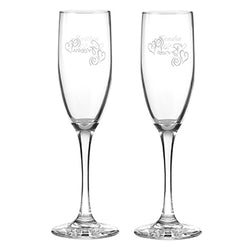 Swirl Heart Bride and Groom Flutes