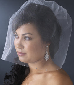 Bridal Wedding Single Tier Fine Birdcage Face Veil Softly Scattered with Rhinestones