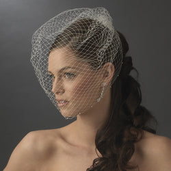 Single Layer Russian Birdcage Face Veil on Comb with Scalloping Pearl Edge