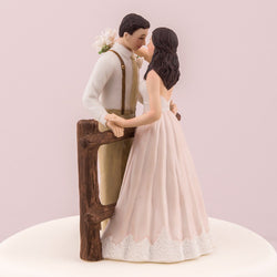 Rustic Couple Porcelain Figurine Wedding Cake Topper