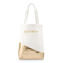 Gold Canvas Shopper Tote With Modern Foiling