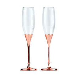 Rose Gold Champagne Glasses With Rhinestone Crystals