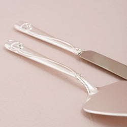 Silver Plated Cake Serving Set With Raised Loop Heart