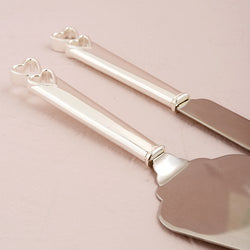 Silver Plated Cake Serving Set With Open Hearts