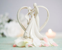 Stylized Bride and Groom with Heart Frame Figurine