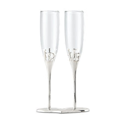 Silver Love Stem Wedding Champagne Glass Holder