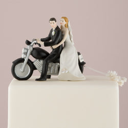 Motorcycle "Get-away" Wedding Couple Figurine Cake Topper