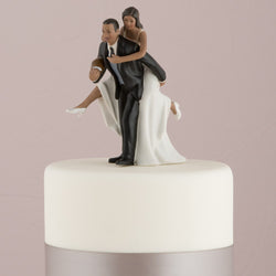 Playful Football Wedding Couple Cake Topper