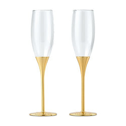 Gold Wedding Champagne Flutes With Rhinestones