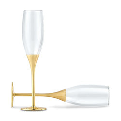 Gold Wedding Champagne Flutes With Rhinestones