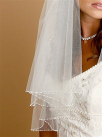 Two Tier Circular Cut Veil with Seed Bead and Bugle Bead Edging