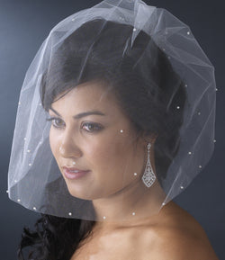 Bridal Wedding Single Tier Fine Birdcage Face Veil Scattered with Pearls