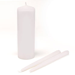 Basic White Unity Candle and Taper Set