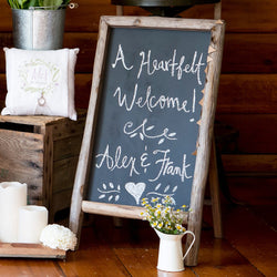 Self Standing Chalkboard Sign With Rustic Wood Frame