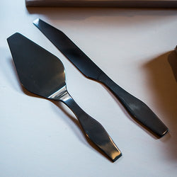 Onyx Black Modern Cake Serving Set