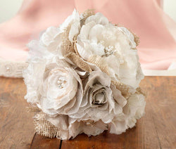 Rustic Burlap & Lace Wedding Bouquet