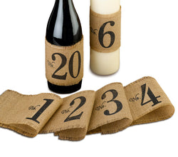 Burlap Table Number Wraps (numbers 1-20)