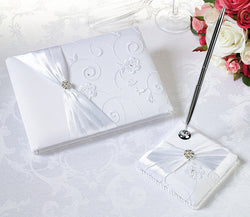 White Lace Guestbook & Pen Set