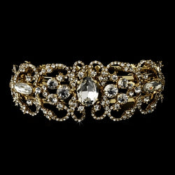 Rhinestone Bridal Bracelet - Gold Clear or Silver Clear