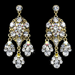 Celebrity Style Chandelier Earrings - Gold/brown/Topaz, Gold/AB/Brown, Silver/Clear, Gold/Clear/Brown