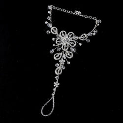 Silver w/ Clear Crystal Sparking Stones on Floral Design Foot Jewelry - Sold Individually