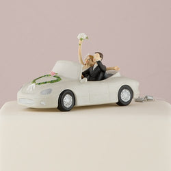 "Honeymoon Bound" Couple in Car Cake Topper