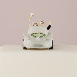 "Honeymoon Bound" Couple in Car Cake Topper