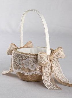 Country Romance Flower Girl Basket - Available in White & Ivory