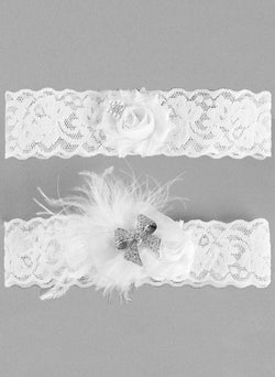 Hailey Lace Garter Set, White or Ivory