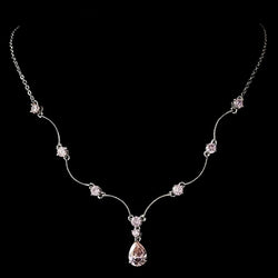 Elegant Cubic Zirconias Necklace - Pink, Silver Clear, Lavander