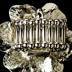 Captivating Silver Clear & AB Rhinestone Flower Stretch Ring
