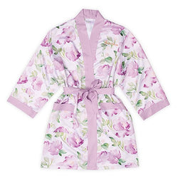 Women’s Personalized Embroidered Floral Satin Robe With Pockets