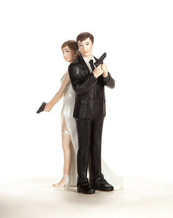 "Super Sexy Spy" Wedding Bride and Groom Cake Topper Figurine