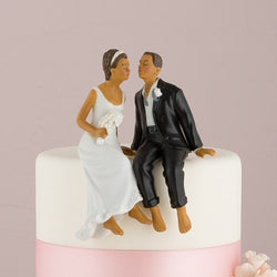 Whimsical Sitting Bride And Groom Cake Topper